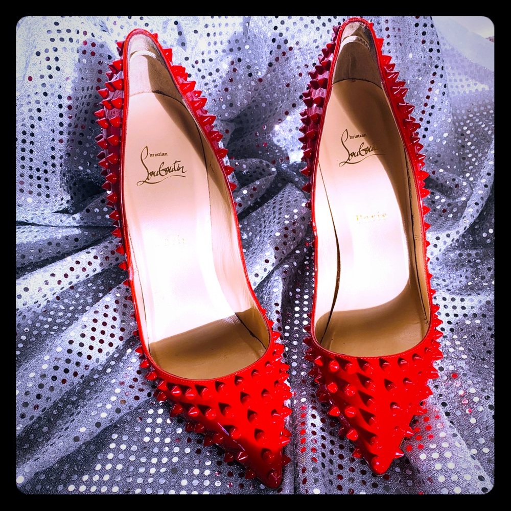 christian louboutin red pigalle spike pump size 40
